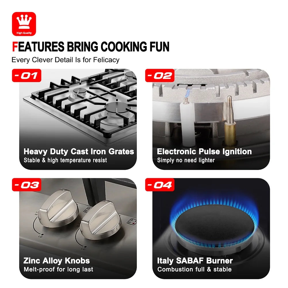 Stainless Steel 4-Burner Gas Cooktop C6368