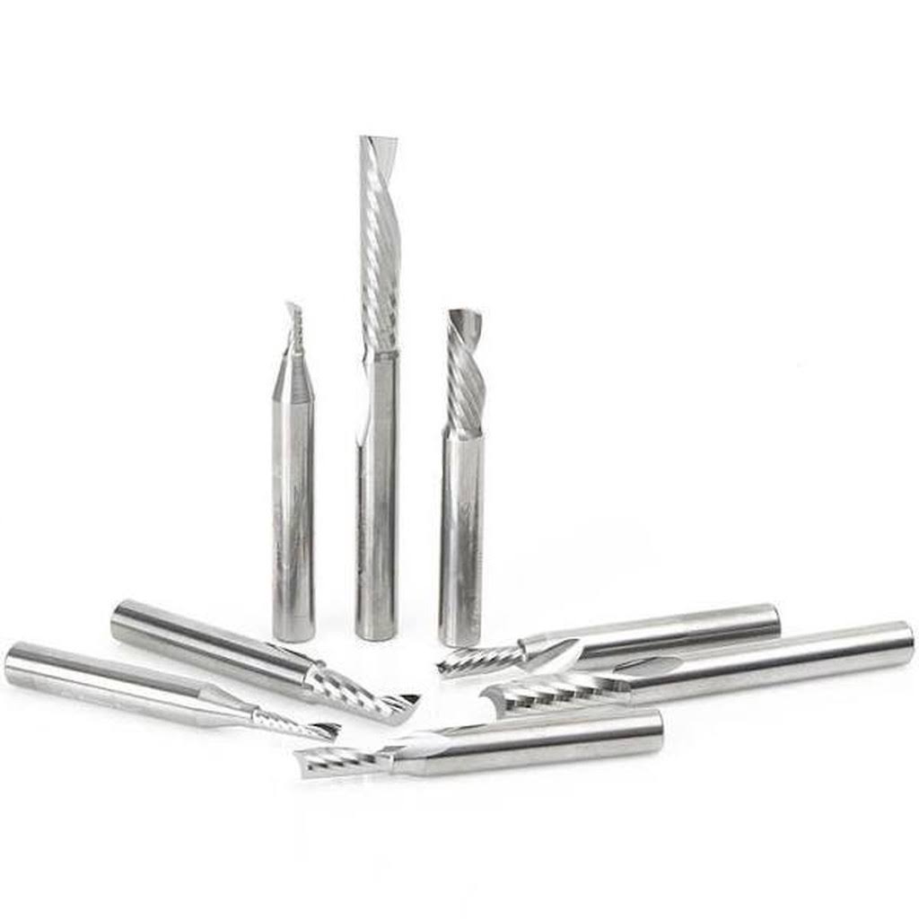 8 Pc Solid Carbide CNC Router Bit Set, 1/4 inch Shank G89106