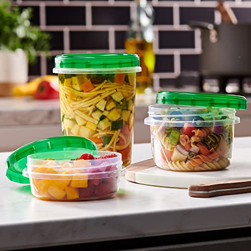 6 Pack 16 oz Green Plastic Food Storage Containers with Screw on Lid R77910