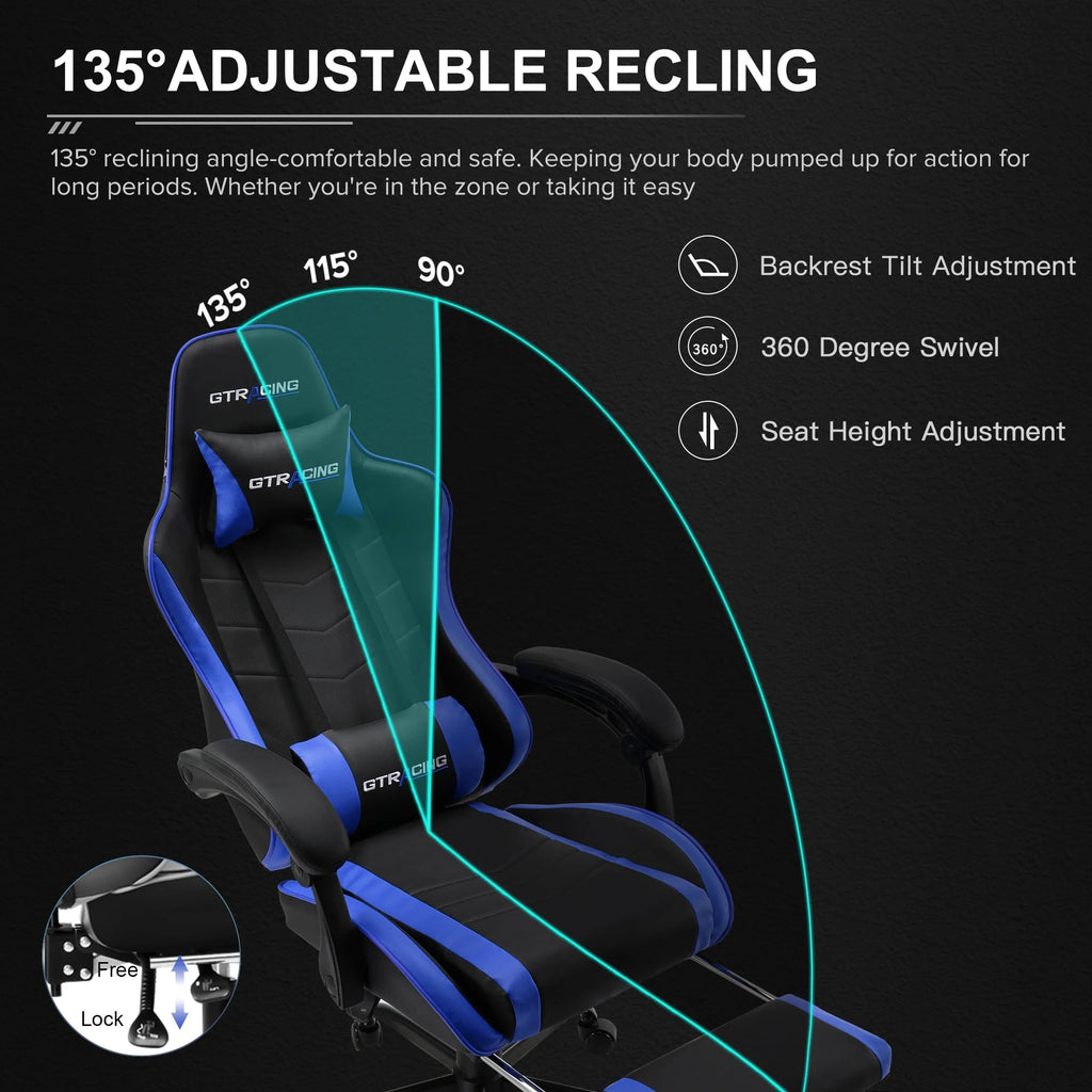 White Gaming Chair with Footrest K450278