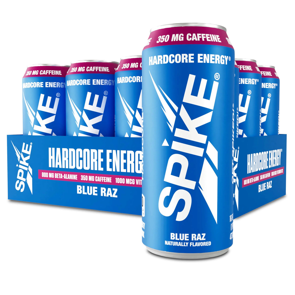 350 mg Caffeine 800 mg Beta-Alanine 1000 mcg Vitamin B12 Sugar-Free Blue Raz 16 oz Pack of 12 Q3362