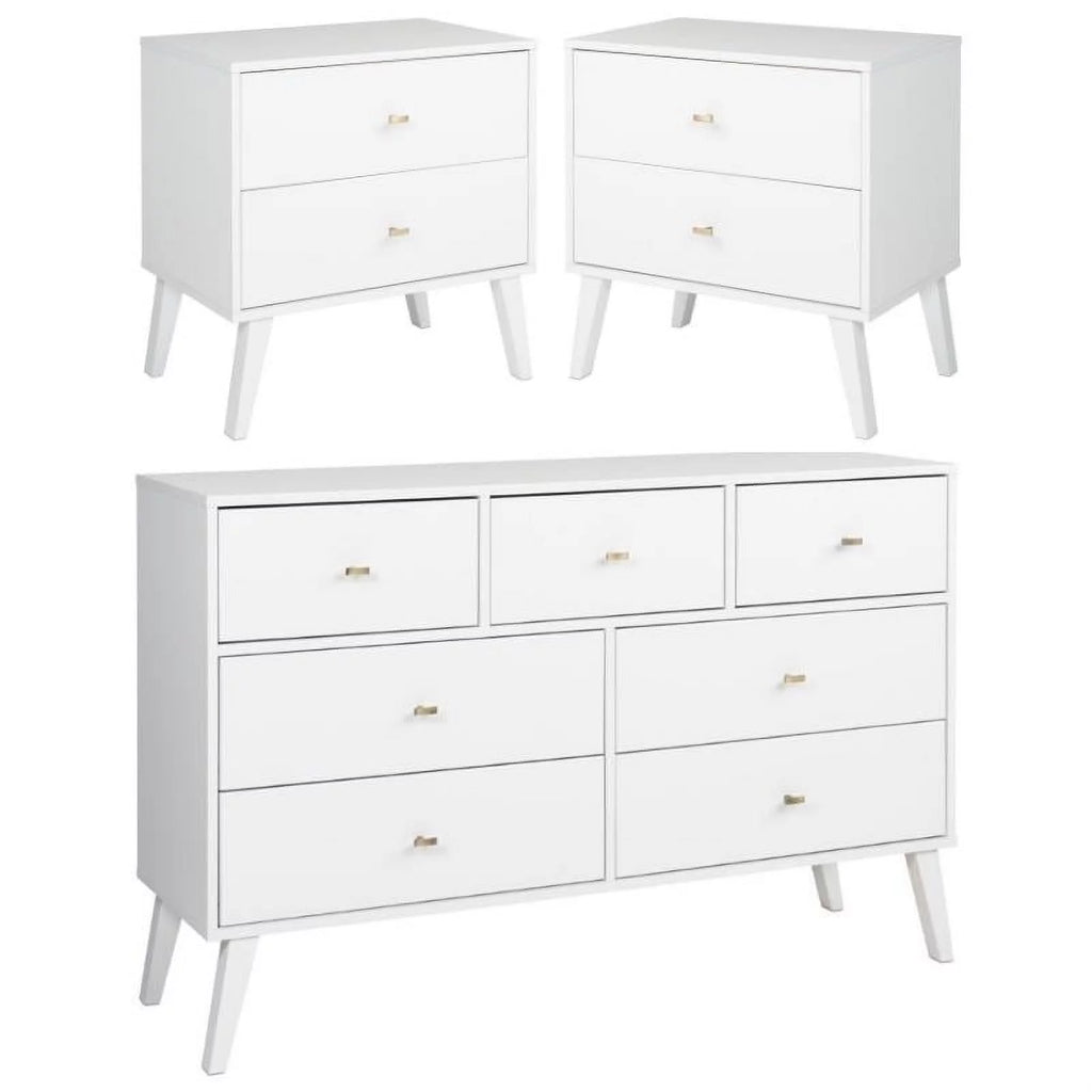 White 2 Nightstands and 7-Drawer Dresser 3-Piece Set G640520