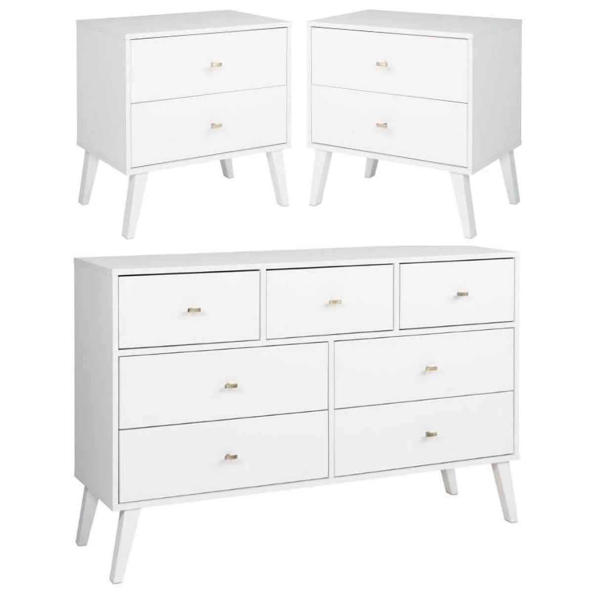 White 2 Nightstands and 7-Drawer Dresser 3-Piece Set G640520