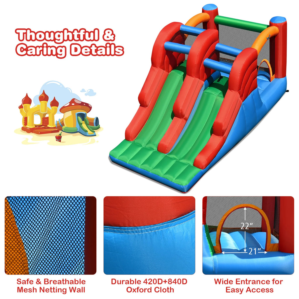 Inflatable Double Slide Bounce House with Blower G82393