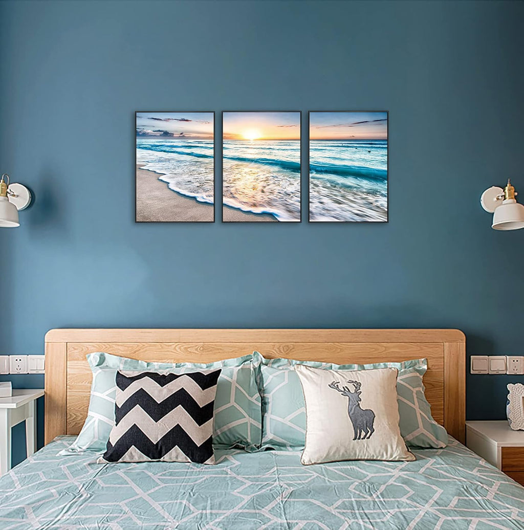 3 Pcs Framed 12x16 Beach Canvas Wall Art K5746