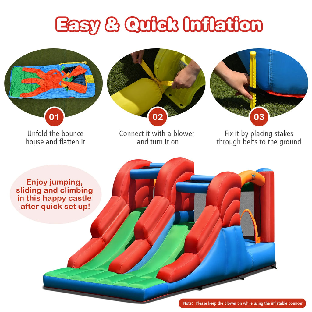 Inflatable Double Slide Bounce House with Blower G82393