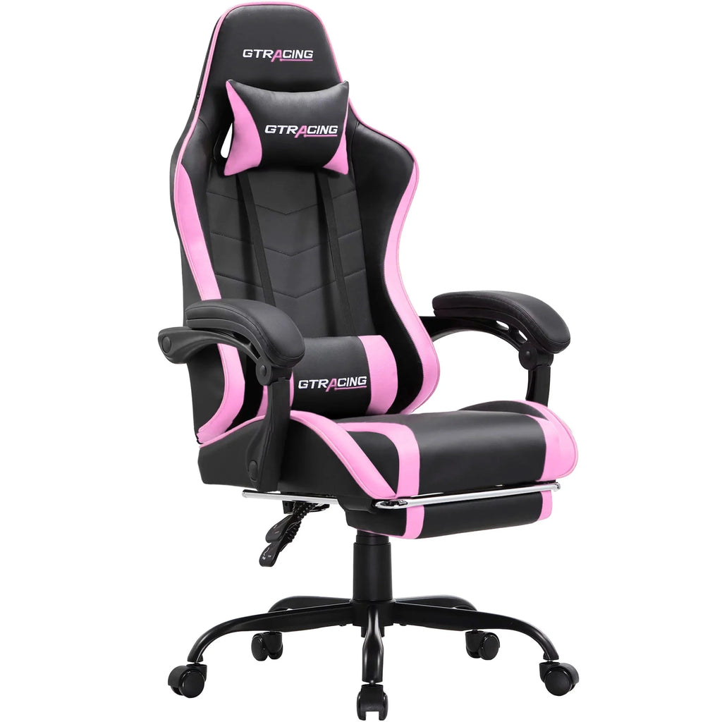 White Gaming Chair with Footrest K450278
