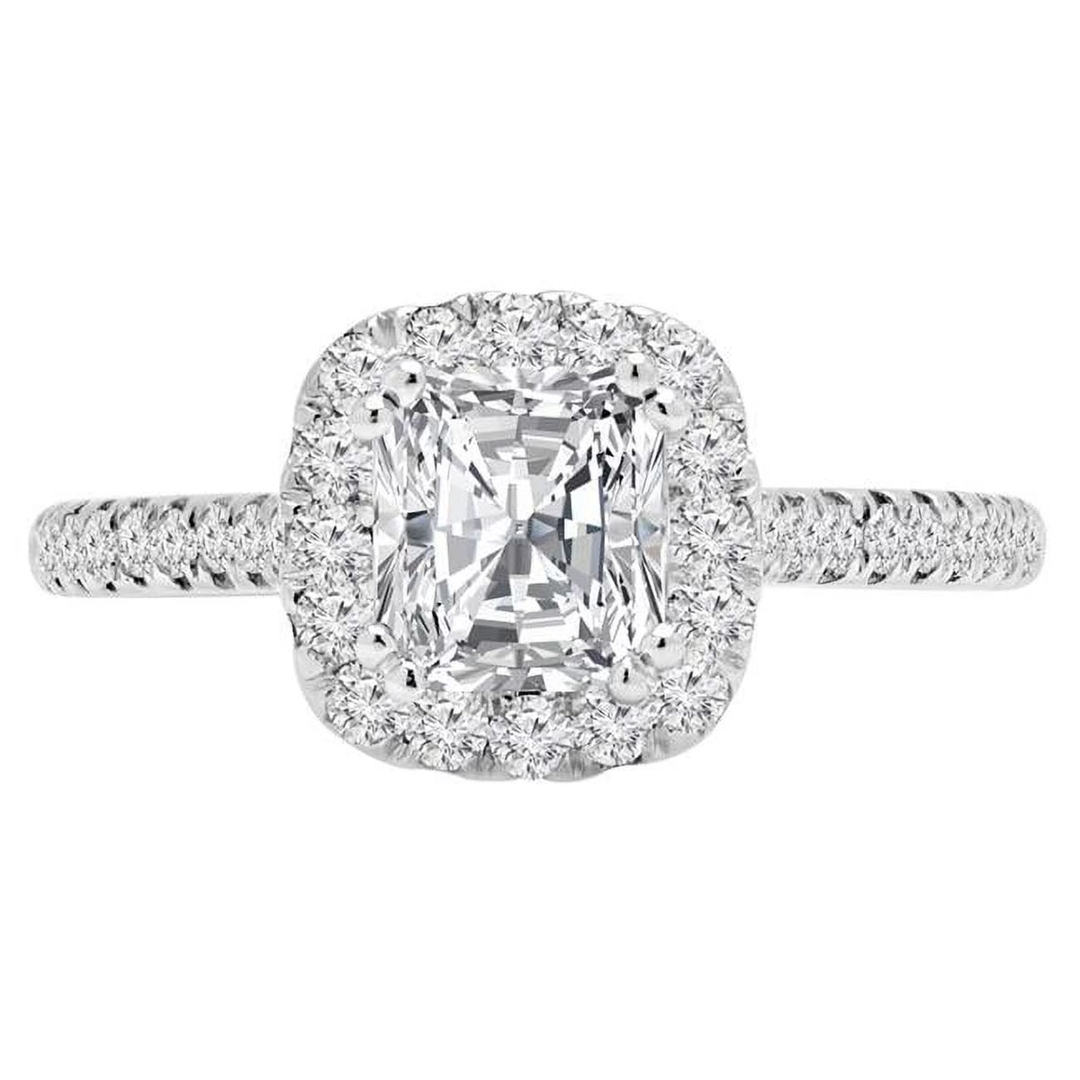 14K White Gold Cushion Halo Engagement Ring Q124