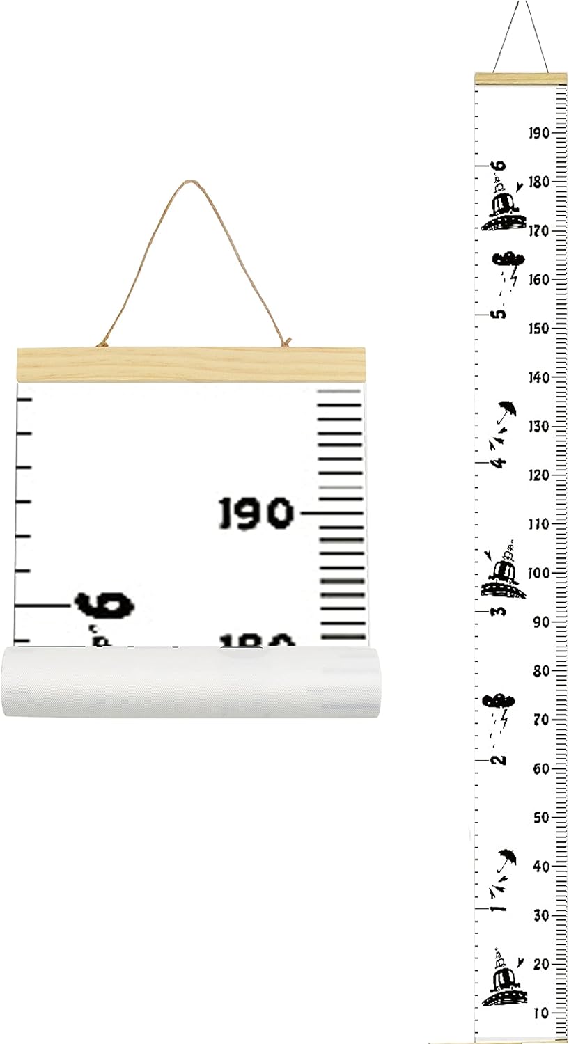 Kids Growth Chart Wood Frame Fabric Canvas Height Measurement Ruler 7.9 x 79in Pack of 2 Q374