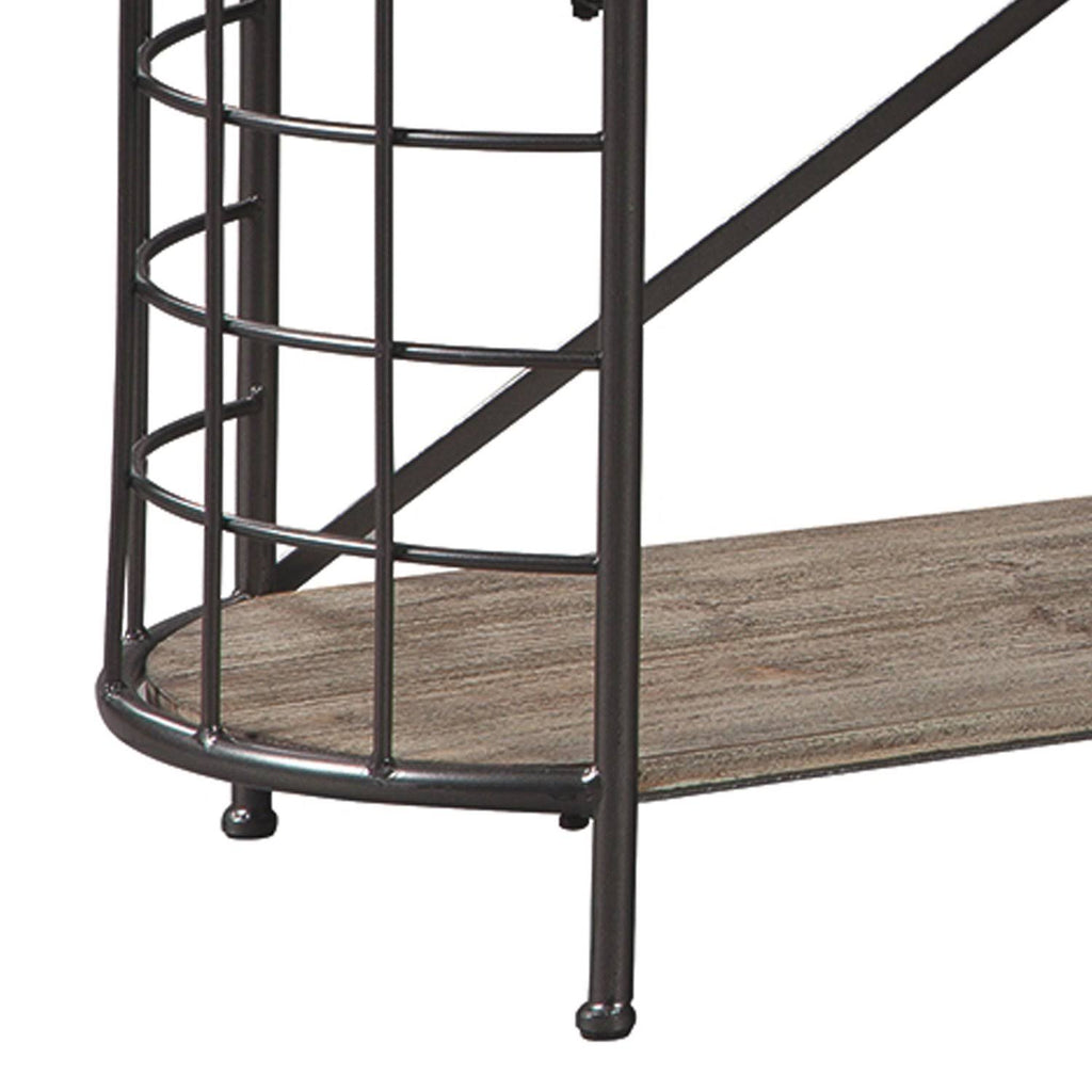 Brown and Black Wood and Metal Bookcase with 3 Open Shelves O996