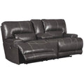 Gray Leather Power Reclining Loveseat A8534