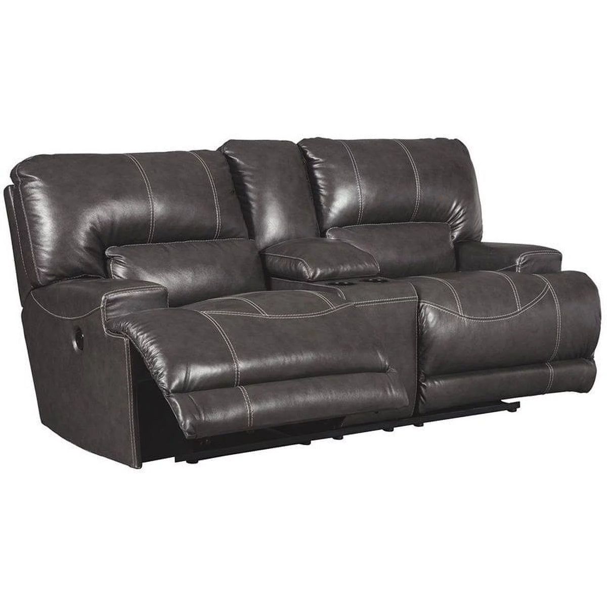 Gray Leather Power Reclining Loveseat A8534