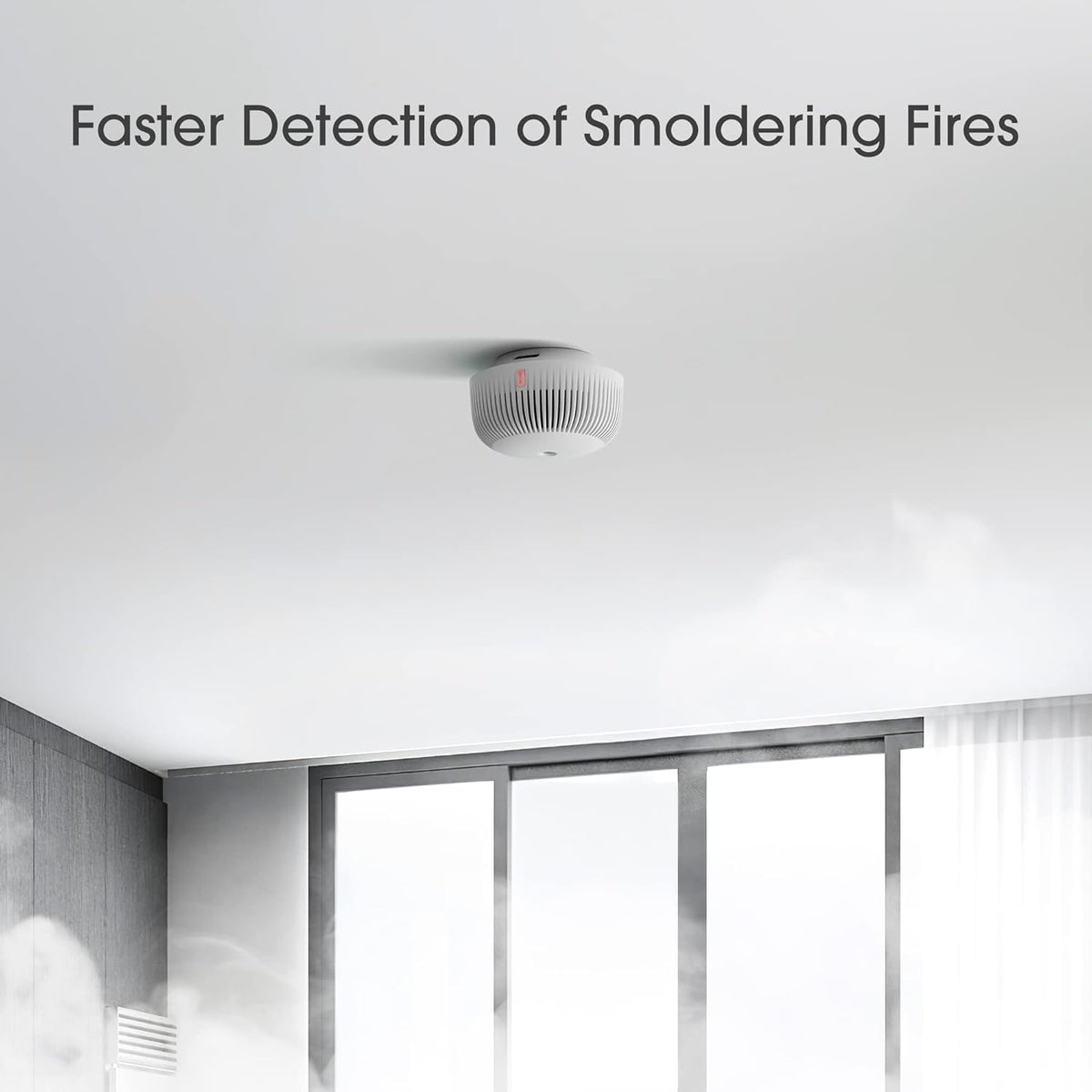 Mini Smoke Detector with 10-Year Battery, Photoelectric Sensor, Pack of 6 A447461