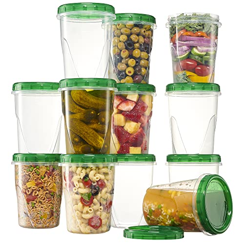 6 Pack 16 oz Green Plastic Food Storage Containers with Screw on Lid R77910
