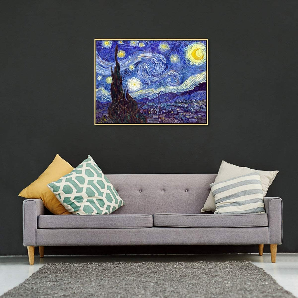 Framed Wall Art Canvas Prints of Starry Night Paintings Reproduction Black Frame Z472