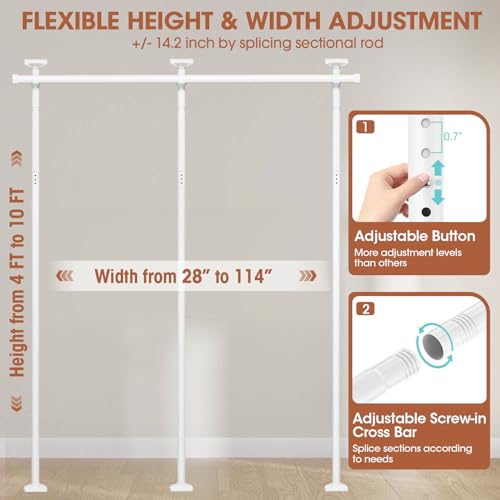 Black Heavy Duty Adjustable Freestanding Tension Curtain Room Divider E993726