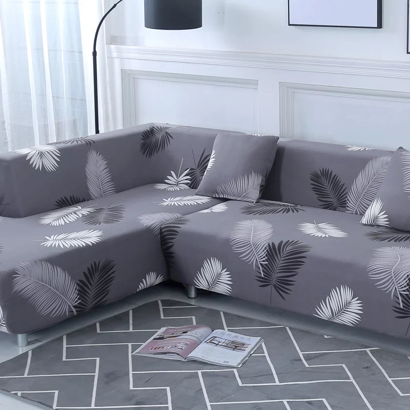 Floral Pattern 2 Pieces L Shaped Sofa Cover Set W695280