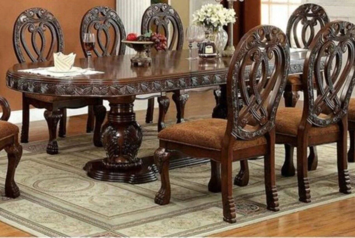 Cherry Solid Wood 7 Pc Dining Set Q231229