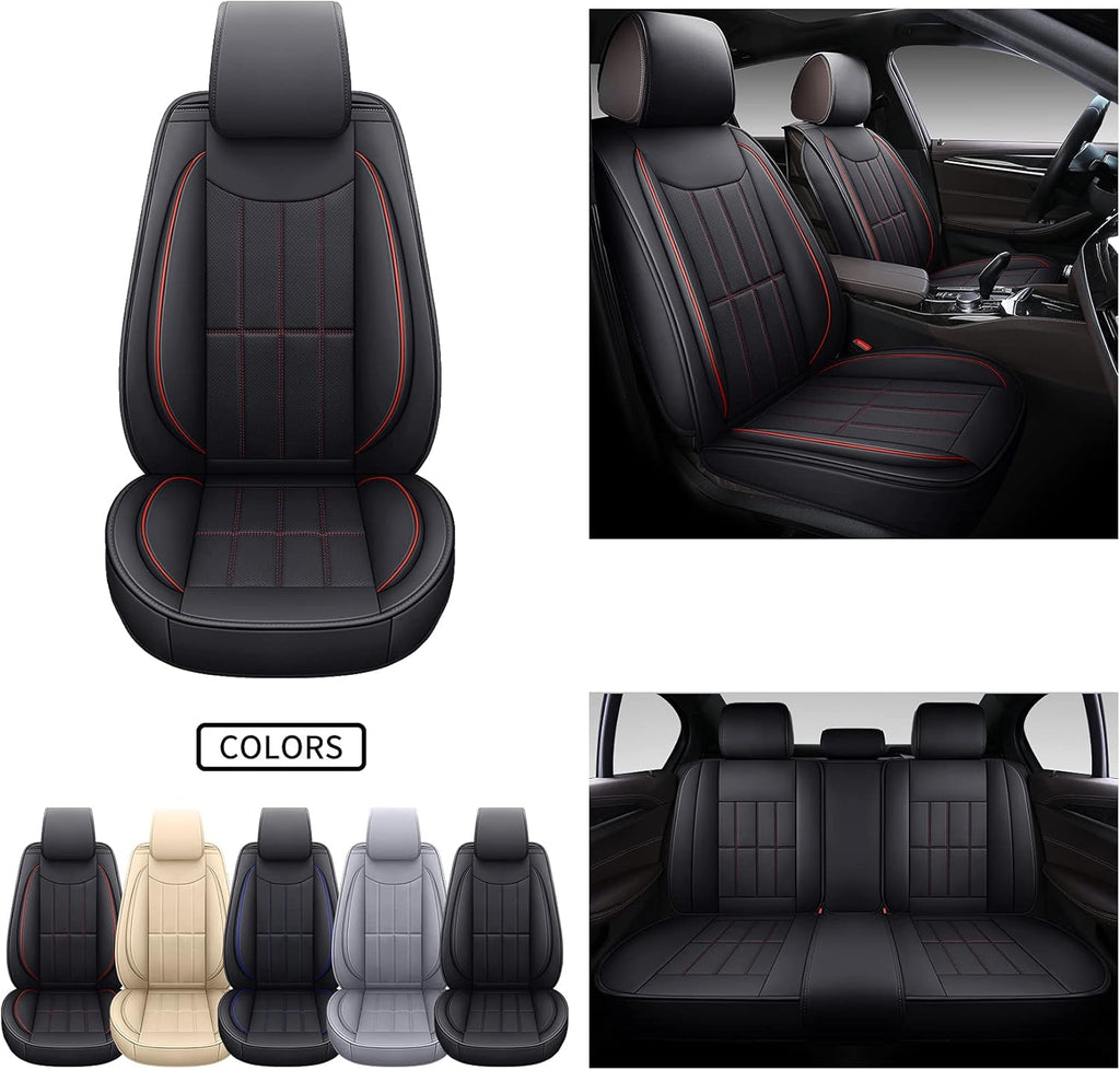 Gray PU Leather Car Seat Covers Front Pair J984