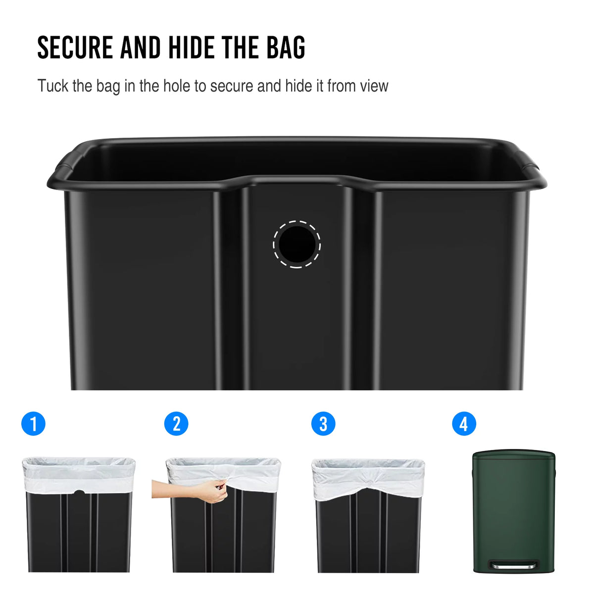 13 Gallon 50L Stainless Steel Trash Can with Lid Q325
