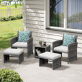 Patio Chairs Chat Set with Ottoman Coffee Table and Pillows K839529