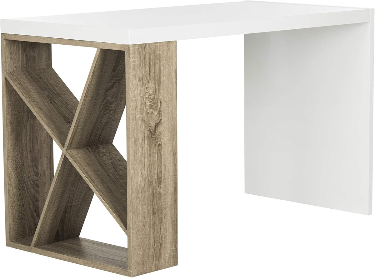White Lacquer and Oak Desk G385
