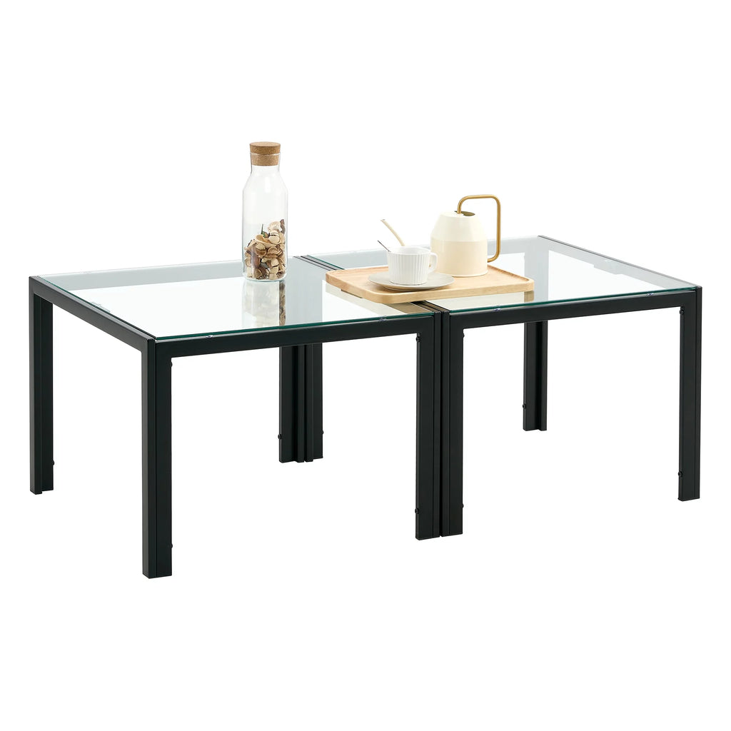 Coffee Table Set of 2 Tempered Glass S354