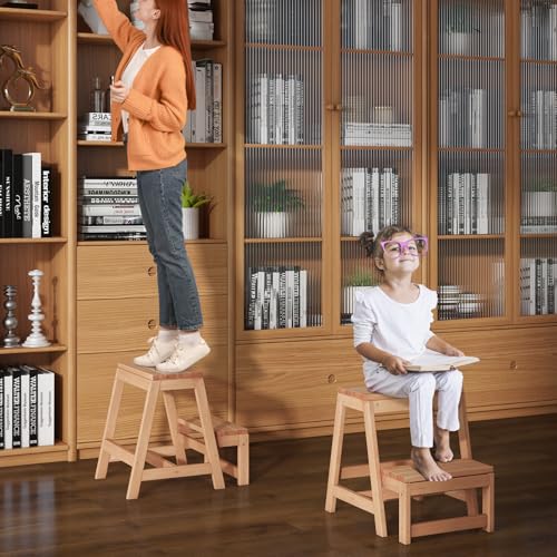 Wooden 2-Step Folding Step Stool M8743