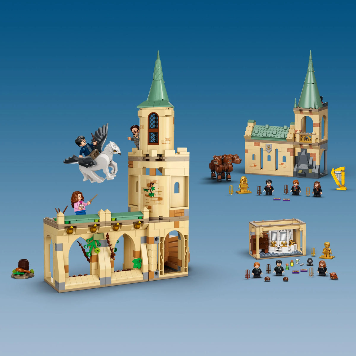 LEGO Harry Potter Hogwarts Courtyard Castle Tower Toy with Buckbeak Hippogriff Figure and Prison Cell K122