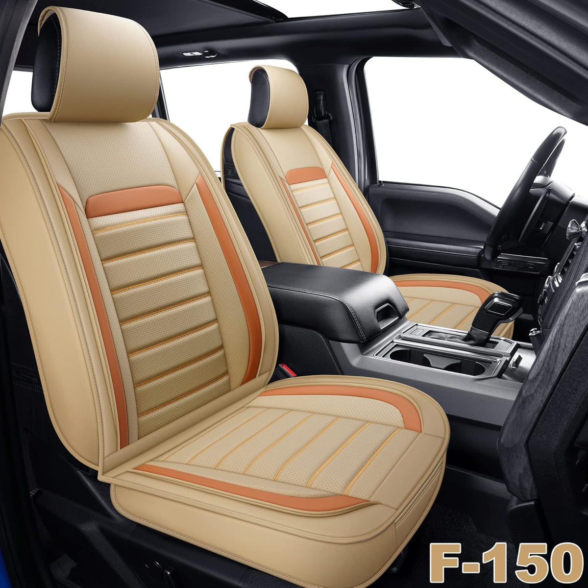 Leather Car Seat Covers, Front Pair, Black C573