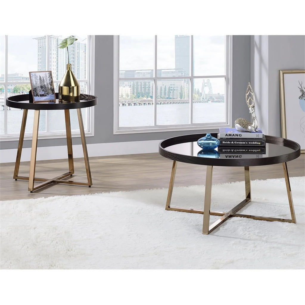 Round Mirrored Top End Table O587573