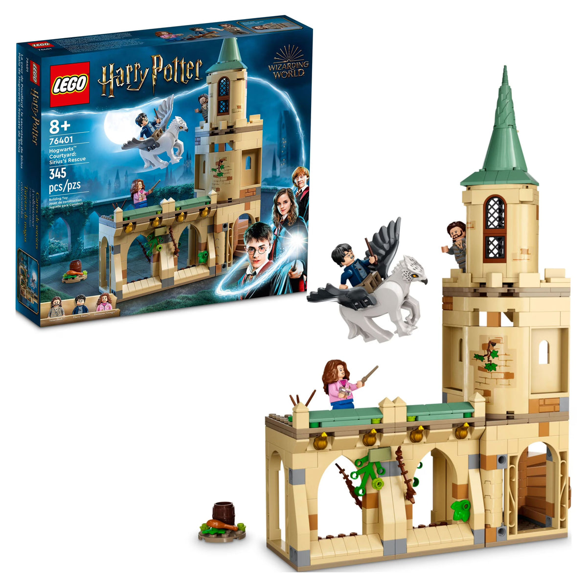 LEGO Harry Potter Hogwarts Courtyard Castle Tower Toy with Buckbeak Hippogriff Figure and Prison Cell K122