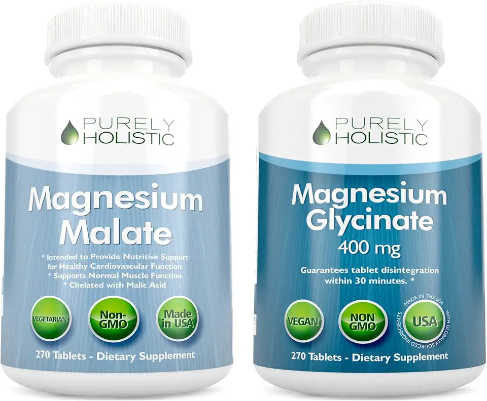 Magnesium Malate 400mg + Magnesium Glycinate 400mg 270 + 270 Vegetarian Tablets T49178