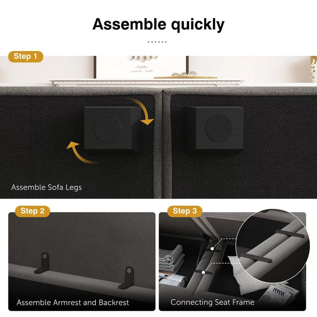 Pearl Grey Convertible Sleeper Sofa with Storage G71966