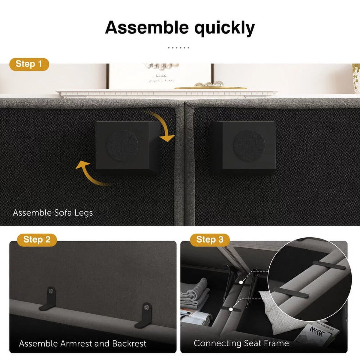 Pearl Grey Convertible Sleeper Sofa with Storage G71966