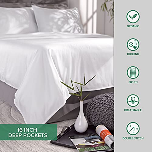 King White Bamboo Viscose Bed Sheet Set W15899