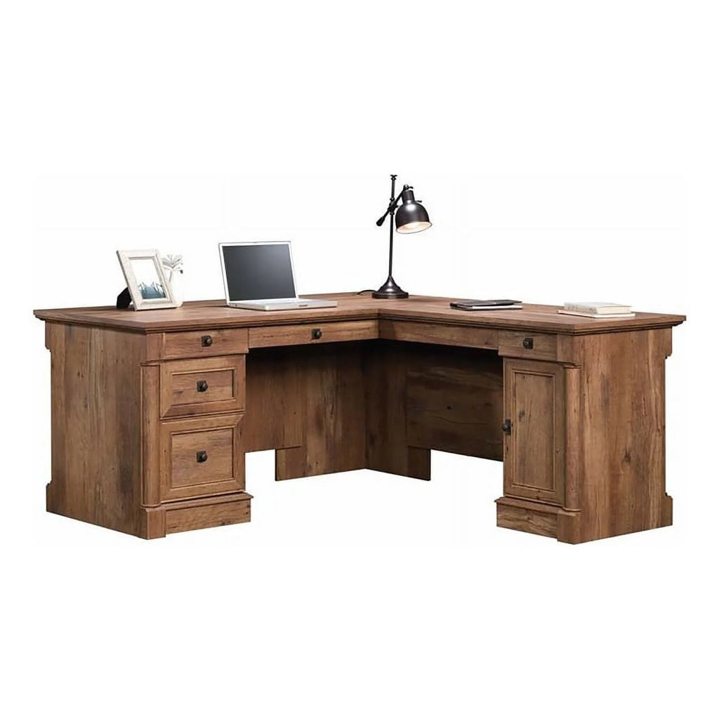 L-Shape Wood Computer Desk in Vintage Oak Y9314