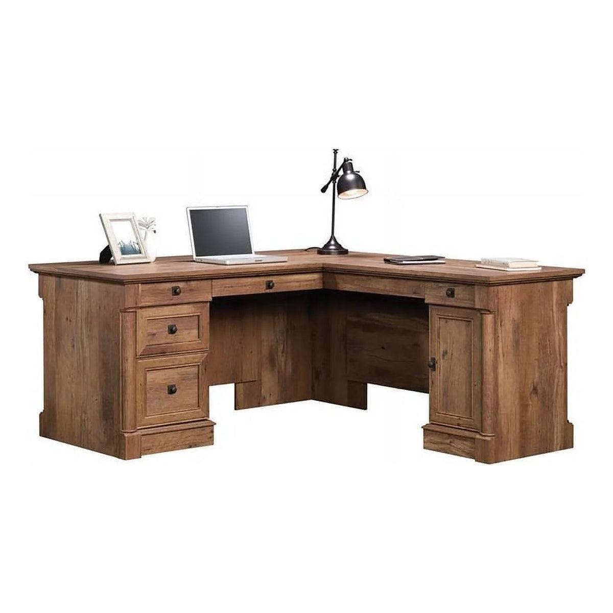 L-Shape Wood Computer Desk in Vintage Oak Y9314