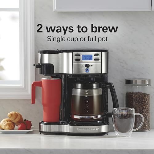2-Way 12 Cup Programmable Drip Coffee Maker & Single Serve Machine, Glass Carafe, Black W52475