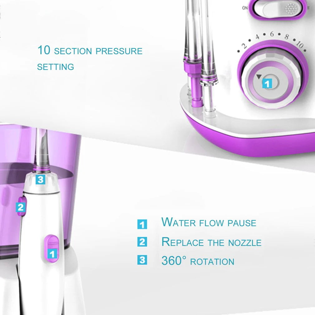 800ml Electric Dental Water Flosser Oral Irrigator with 5 Tips L26396