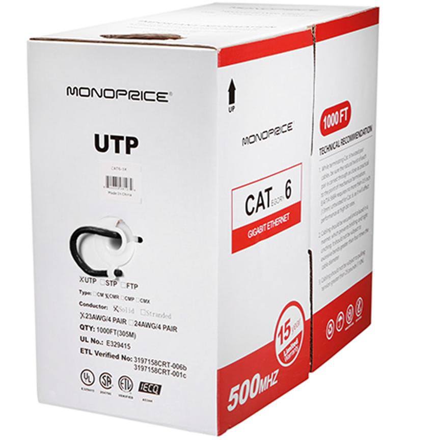 CAT 6 UTP 1000 ft Black Bulk Cable P1928