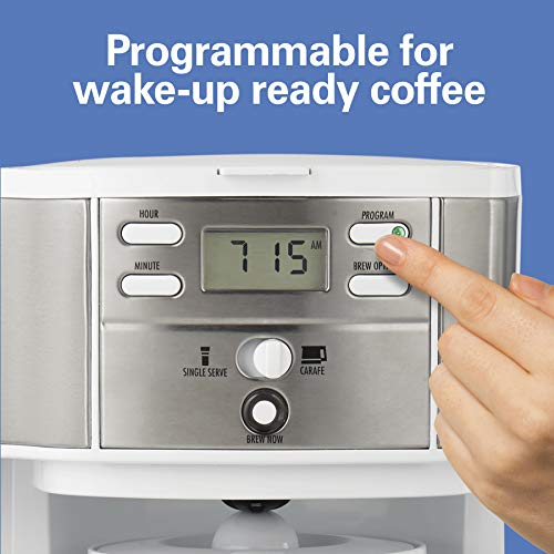 2-Way 12 Cup Programmable Drip Coffee Maker & Single Serve Machine, Glass Carafe, Black W52475