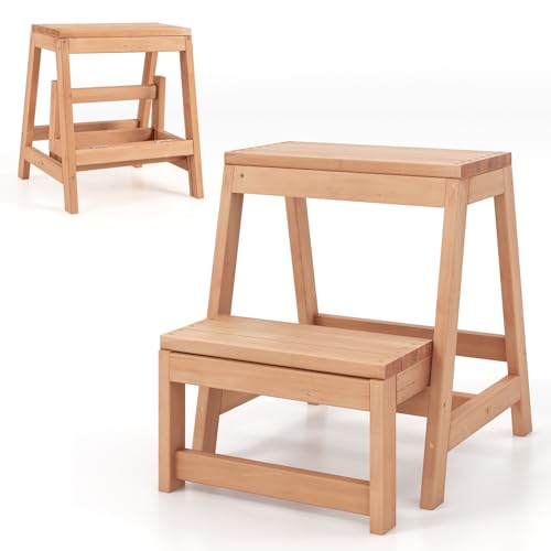 Wooden 2-Step Folding Step Stool M8743