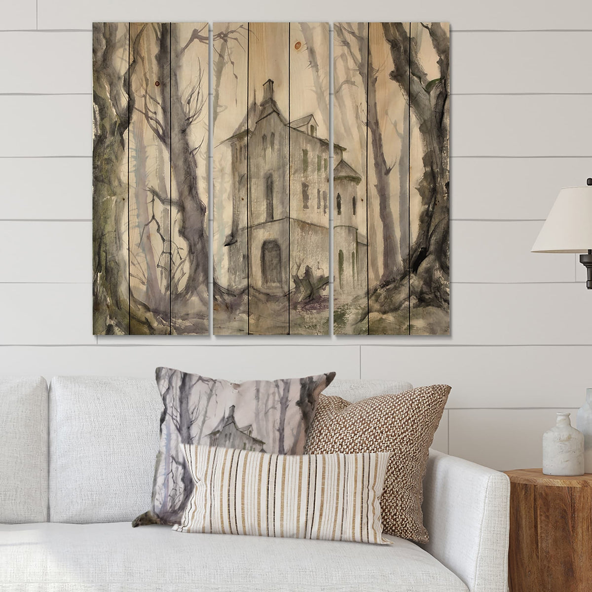 3 Panels 45 x 40 inches Print on Natural Pine Wood U72720
