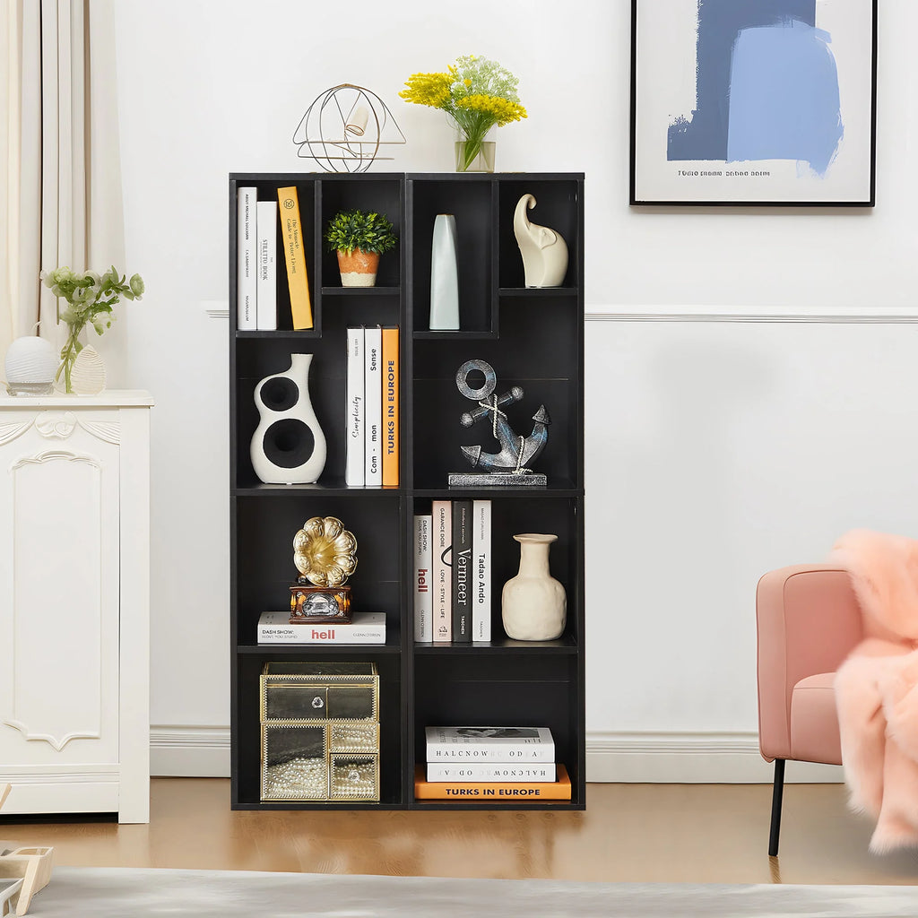 Black 3-Tier Wood Bookcase Set of 2 J4251