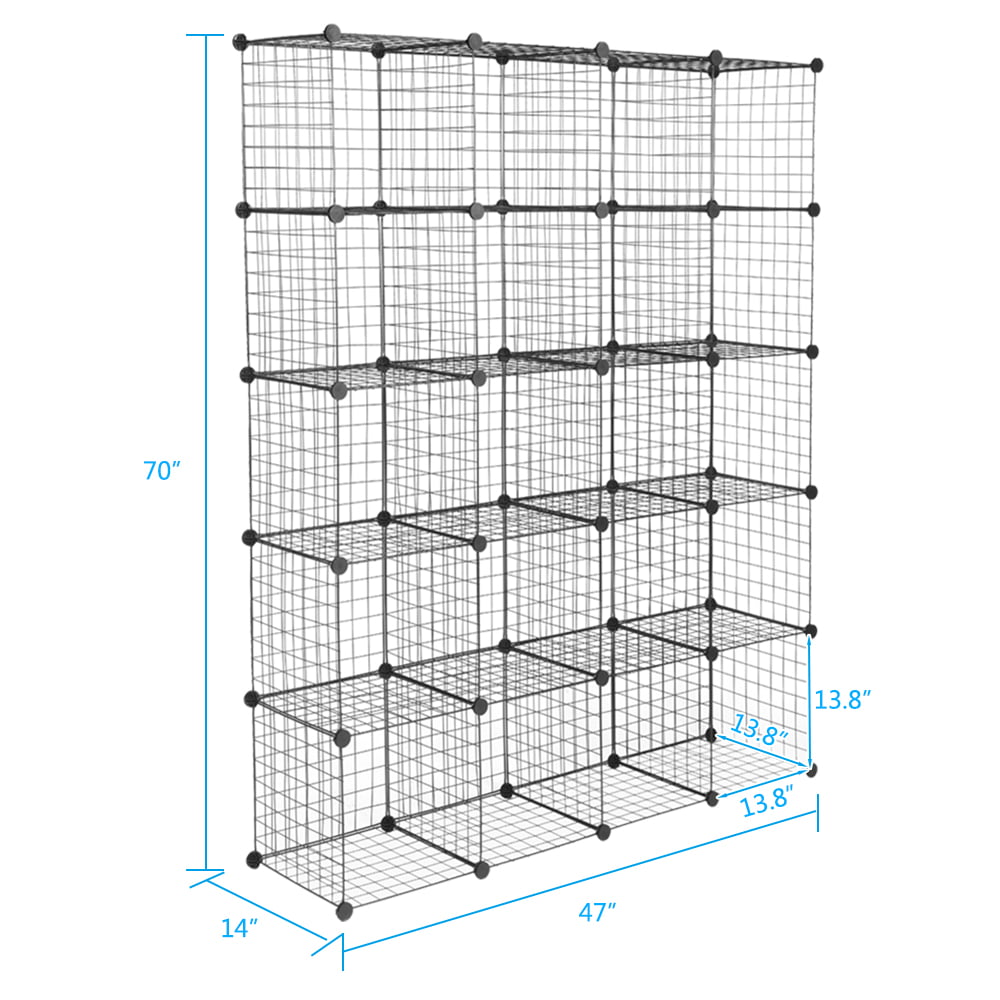 Black Metal 20-Cube Organizer Shelves L339915