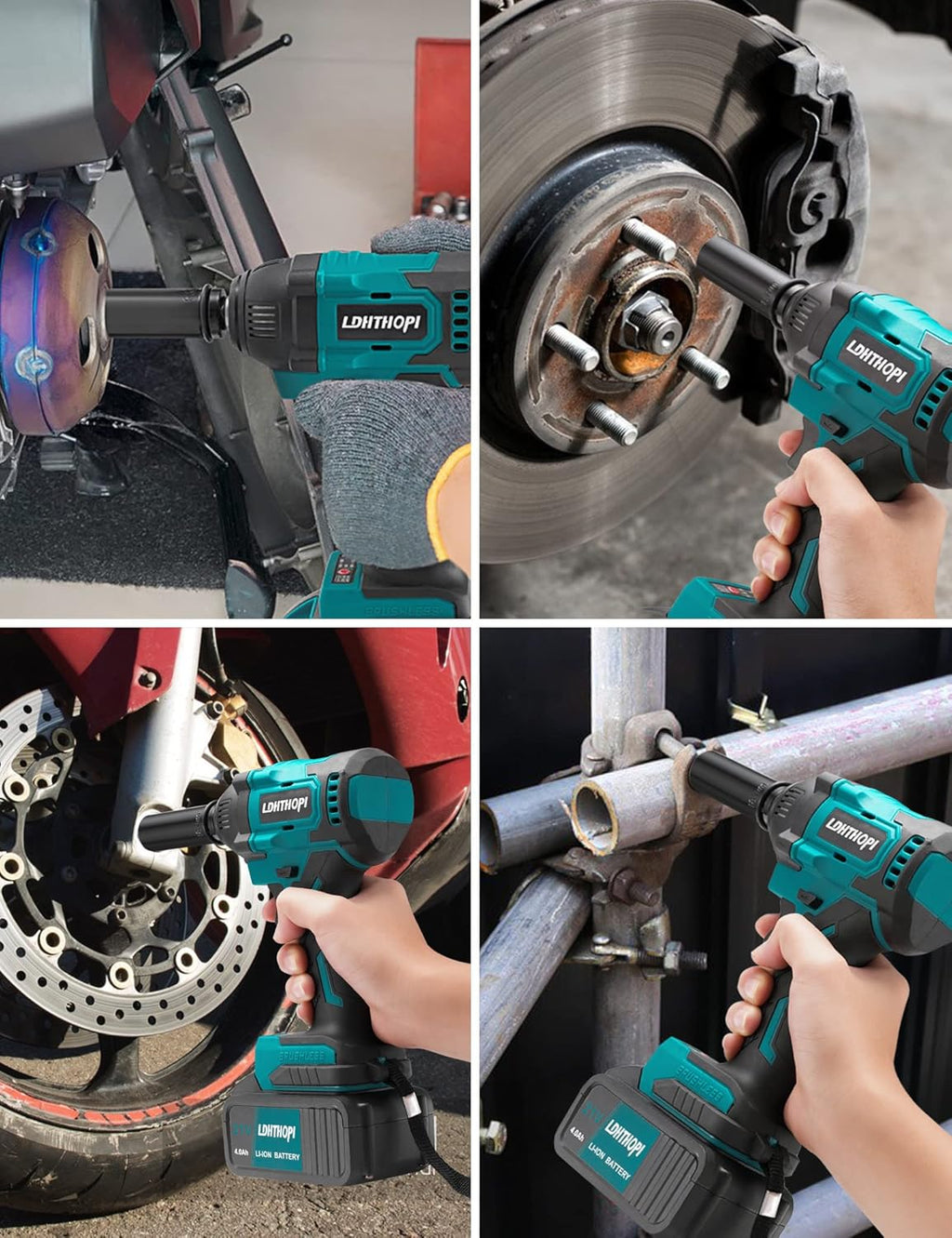 Cordless Impact Wrench 1/2 Inch 21V 370 Ft-lbs with 2 Batteries I559
