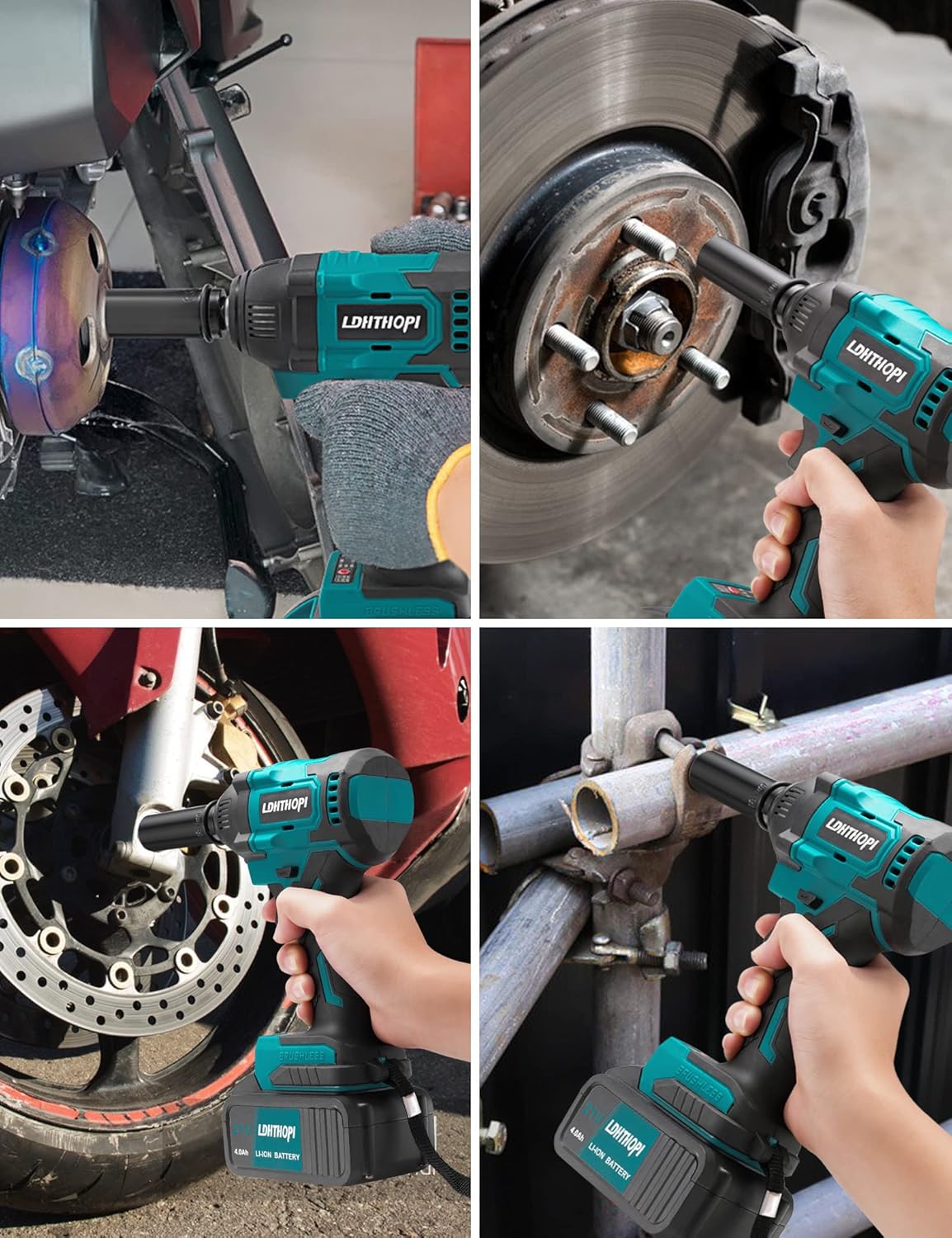 Cordless Impact Wrench 1/2 Inch 21V 370 Ft-lbs with 2 Batteries I559