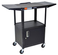 Adjustable Height Steel AV Cart with Cabinet and Drop Leaf I96822