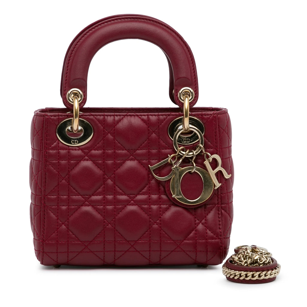 Pre-Owned Red Lambskin Leather Satchel D40657